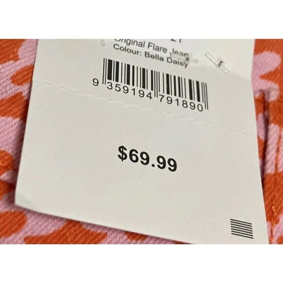 Cotton On Womens Original Flare Jeans Bella Daisy Groovy 70s Floral Y2K NWT US 4 - Picture 5 of 9